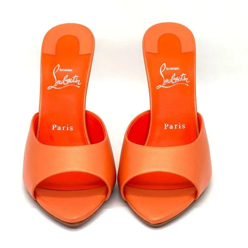 Orange Open-Toe Stiletto Mule Heel